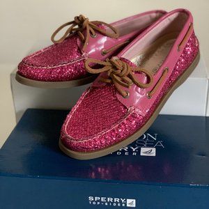 Sperry Glitter Boat Shoes HOT PINK Size 5.5M